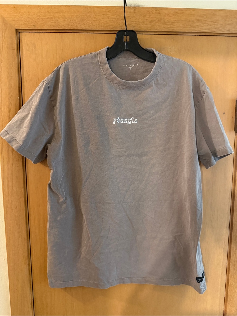 YoungLA 471 Chrome Short Sleeve Crew Tee Taupe Gray Size Small
